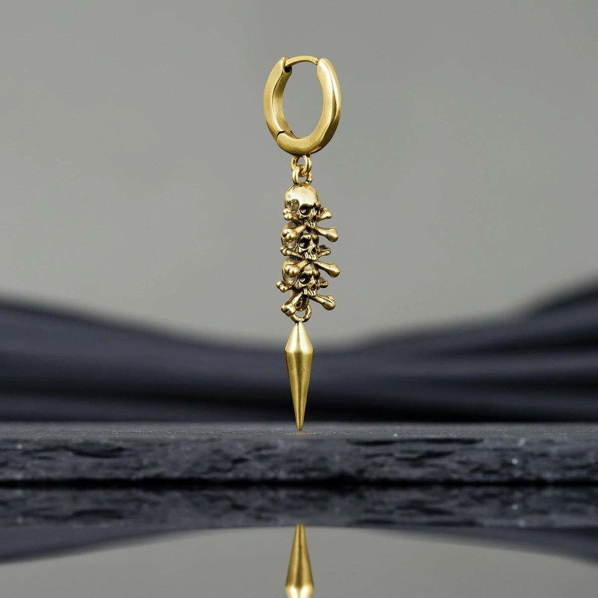 Punkyouth Skull relic earrings featuring skull-and-crossbones charms and long pointed drops, product image 14