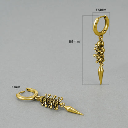 Punkyouth Skull relic earrings featuring skull-and-crossbones charms and long pointed drops, product image 15