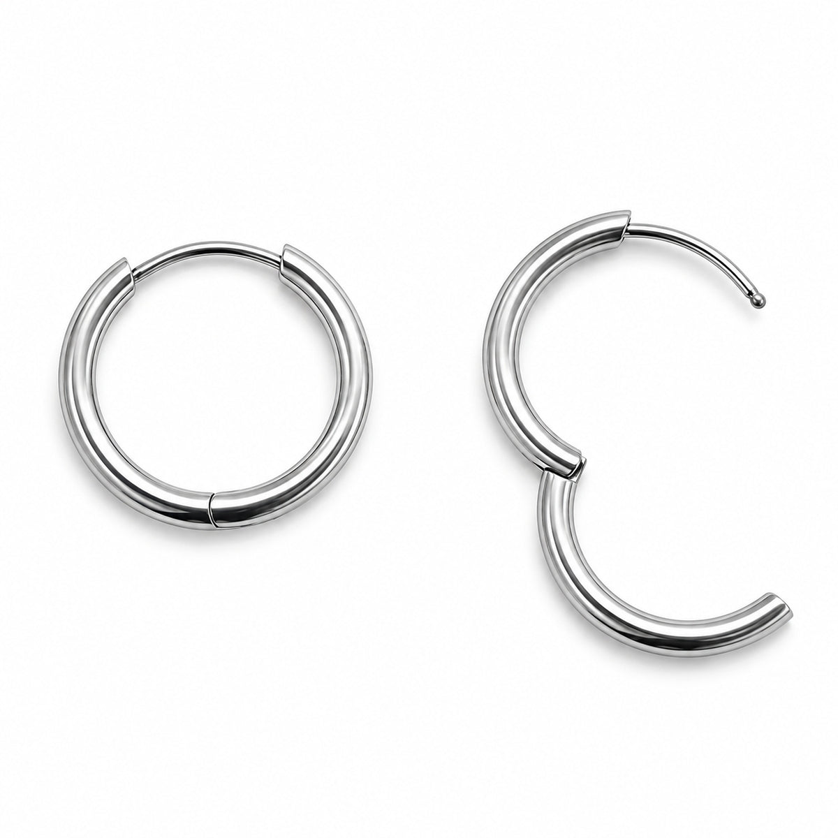Core Titanium Hinged Hoop closed and open views of the same hinged hoop.