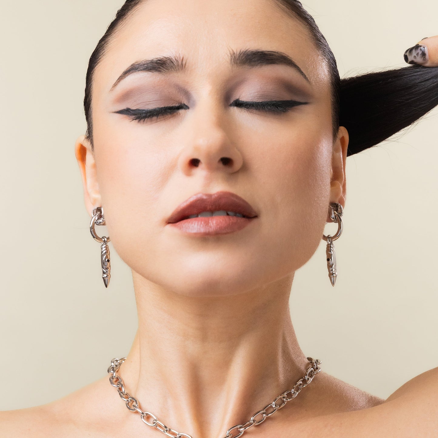 LAMINAR AXIS DROP HOOP EARRINGS