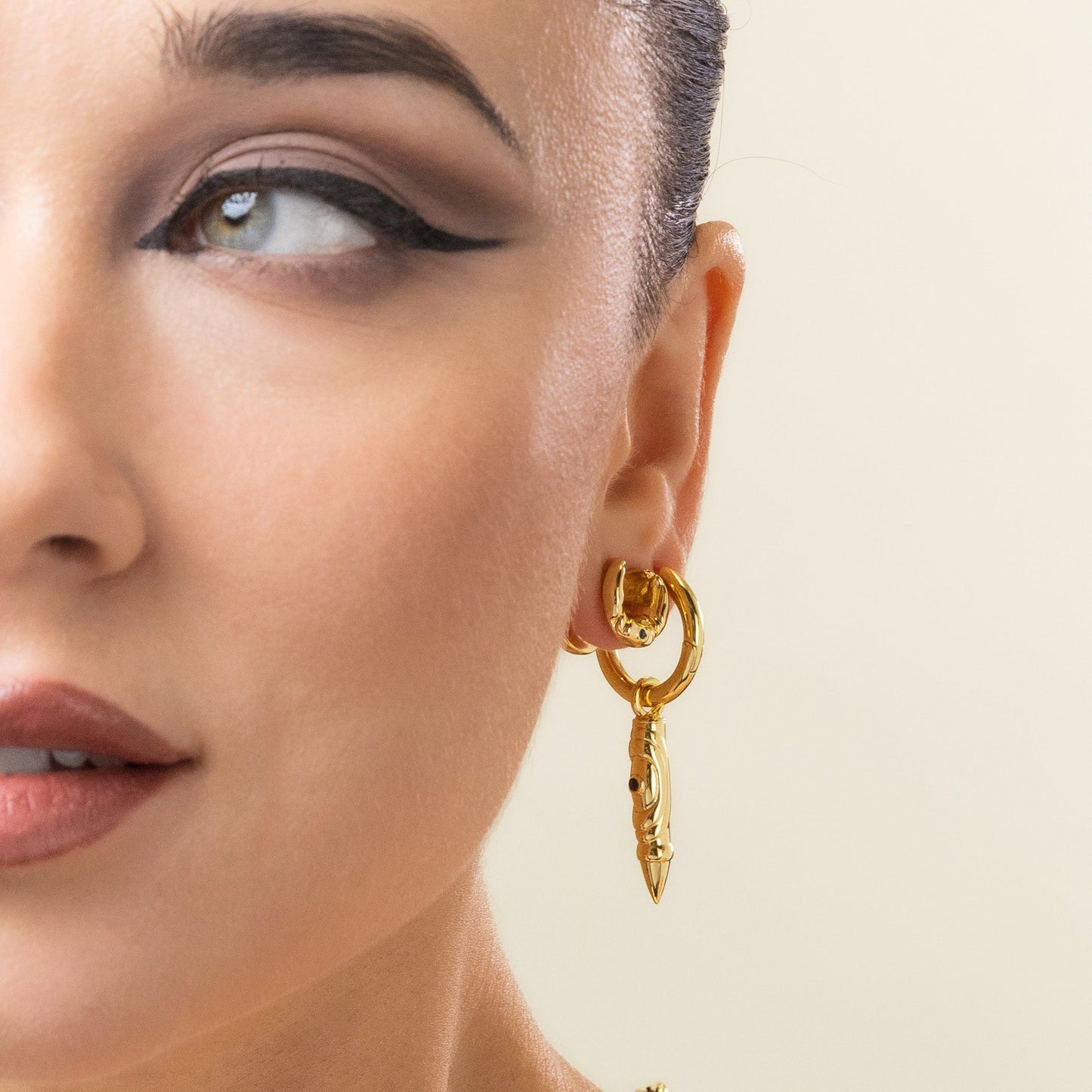LAMINAR AXIS DROP HOOP EARRINGS