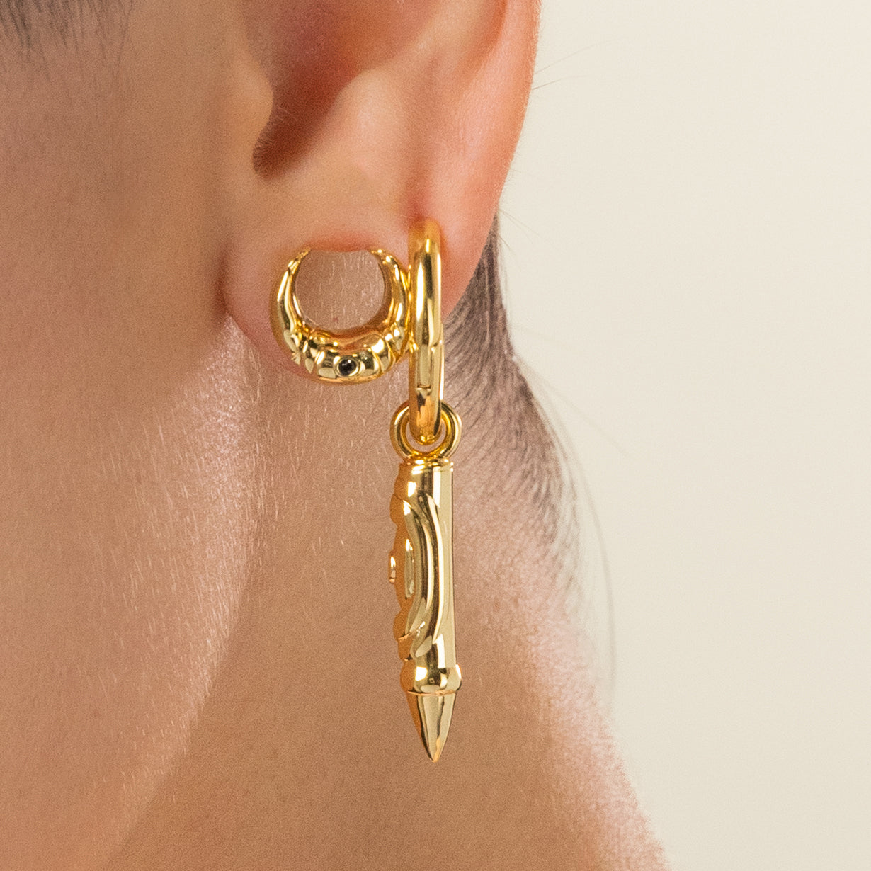 LAMINAR AXIS DROP HOOP EARRINGS
