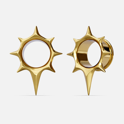 Pair of gold Radiant Star tunnels with pointed sunburst frames