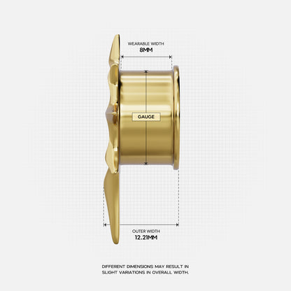 Gold Radiant Star tunnel shown from the side with measurements