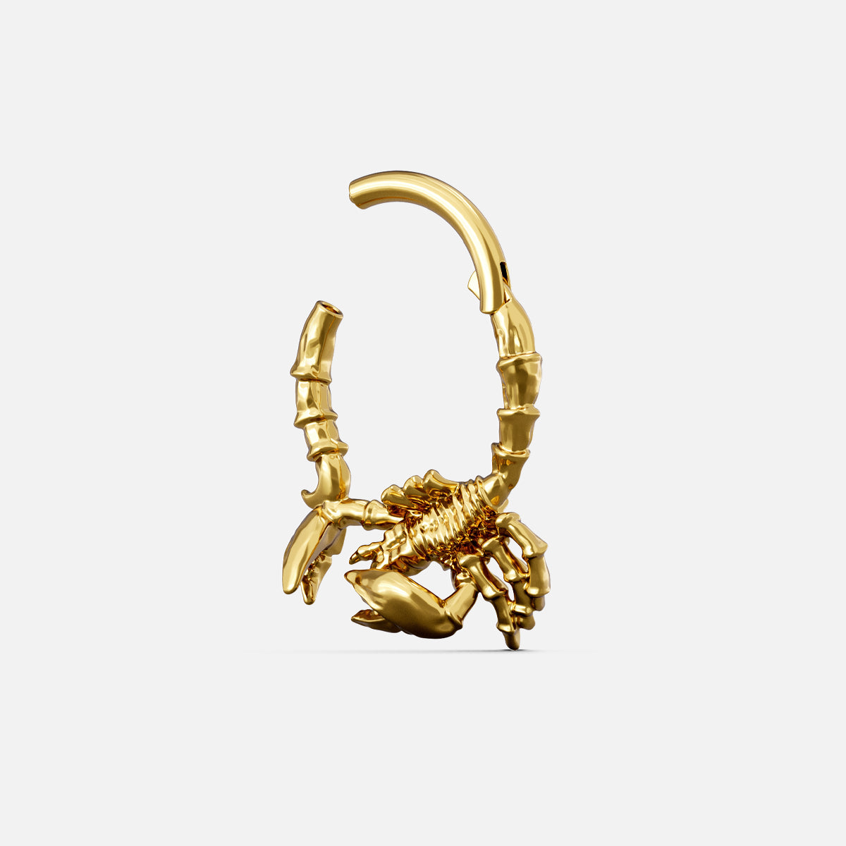 Gold-tone Scorpion Empowerment Clicker shown open with a hinged closure and textured scorpion design.