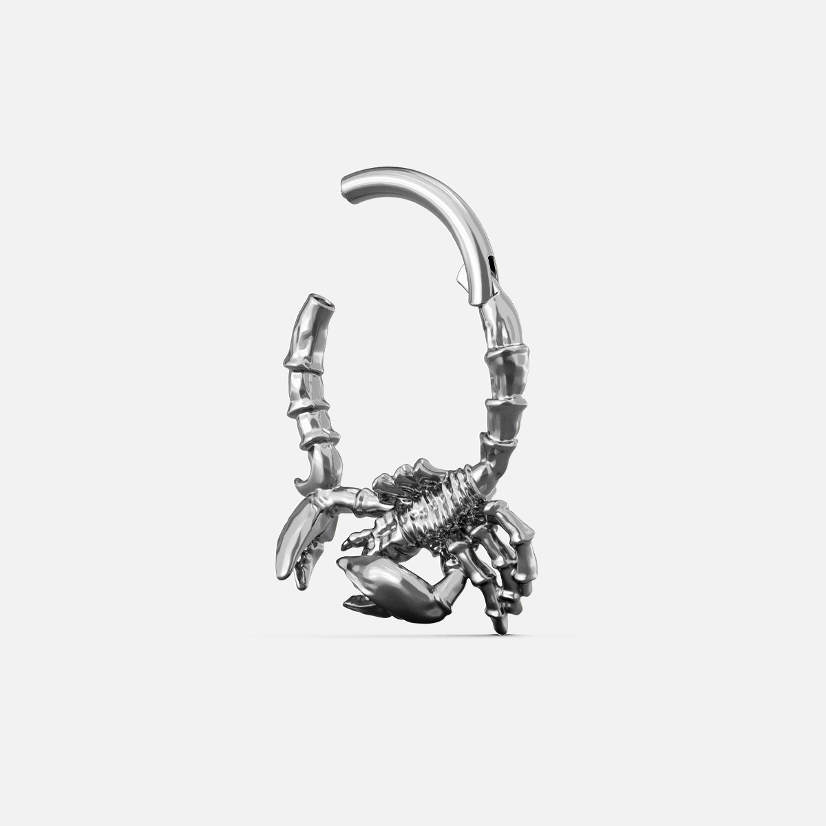 Silver-tone Scorpion Empowerment Clicker shown open to display the hinged closure and sculpted scorpion details.