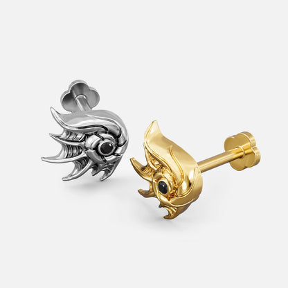 Sculptural sea relic conch flat back ear piercings in gold and silver