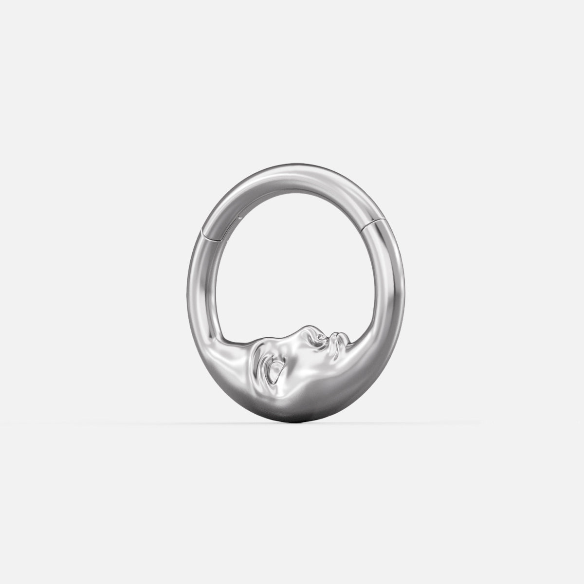 Silver Serene Face titanium clicker with sculpted profile detail