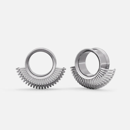 Pair of silver Symmetrical Radiance tunnels with fan-shaped lower ridges
