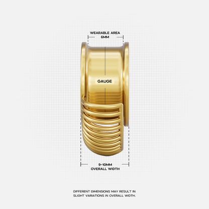 Gold Symmetrical Radiance tunnel shown from the side with width measurements