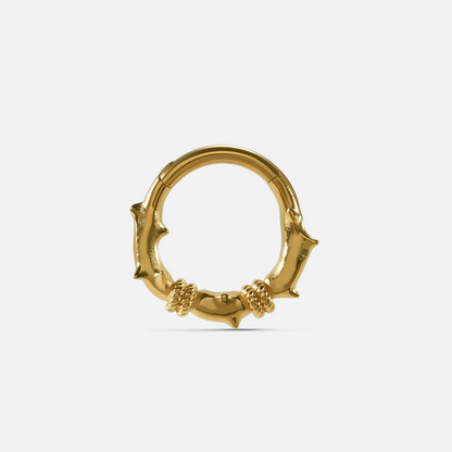 Thorn Bramble Clicker in 18K gold PVD titanium with sculpted thorn and bramble texture