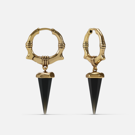 UNEARTHED SPIKE EARRINGS (GOLD-OBSIDIAN)