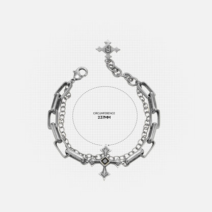 Vowbound Chain Bracelet measurement diagram showing bracelet length and chain detail dimensions.